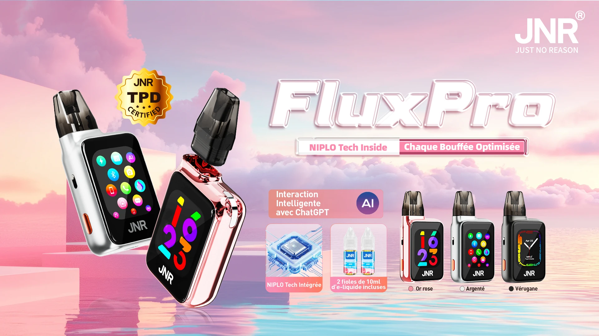 JNR Flux Pro smart vape avec &eacute;cran tactile HD